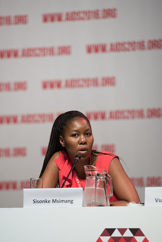 21st International AIDS Conference (AIDS 2016), Durban, South Africa. Photo shows: Turning the Tide for Adolescent Girls and Young Women: How Realizing Gender Equality and Securing Women’s Human Rights are Essential for Reaching the End of AIDS. Speaker: Sisonke Msimang. Photo©International AIDS Society/Marcus Rose