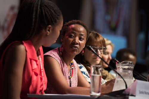 21st International AIDS Conference (AIDS 2016), Durban, South Africa. Photo shows: Turning the Tide for Adolescent Girls and Young Women: How Realizing Gender Equality and Securing Women’s Human Rights are Essential for Reaching the End of AIDS. Speaker: Vuyiseka Dubula. Photo©International AIDS Society/Marcus Rose