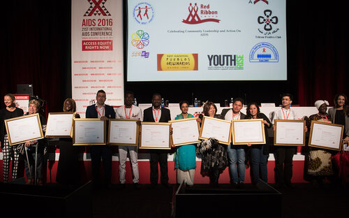 21st International AIDS Conference (AIDS 2016), Durban, South Africa. Photo shows: Red Ribbon Awardees. Photo©International AIDS Society/Marcus Rose