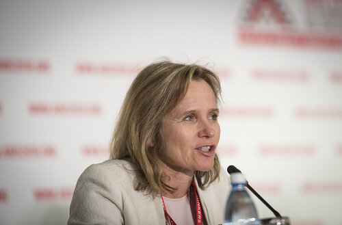 21st International AIDS Conference (AIDS 2016), Durban, South Africa.
Photo shows the official HIV Cure Research Press Conference. Sharon Lewin, Co-Chair, IAS Towards an HIV Cure Initiative, and Director, Peter Doherty Institute for Infection and Immunity speaking.
Photo©International AIDS Society/Steve Forrest/Workers' Photos