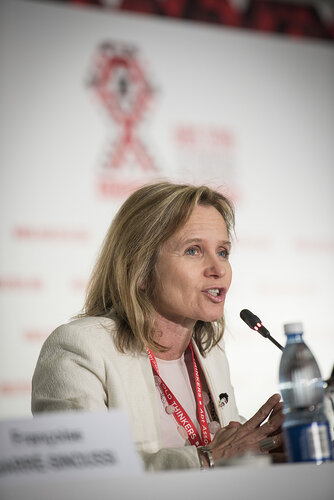 21st International AIDS Conference (AIDS 2016), Durban, South Africa.
Photo shows the official HIV Cure Research Press Conference. Sharon Lewin, Co-Chair, IAS Towards an HIV Cure Initiative, and Director, Peter Doherty Institute for Infection and Immunity speaking.
Photo©International AIDS Society/Steve Forrest/Workers' Photos