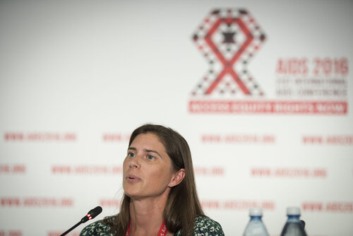 21st International AIDS Conference (AIDS 2016), Durban, South Africa.
Photo shows the official HIV Cure Research Press Conference. Ann Chahroudi, Assistant Professor of Pediatric Infectious Diseases, Emory University School of Medicine, speaking.
Photo©International AIDS Society/Steve Forrest/Workers' Photos