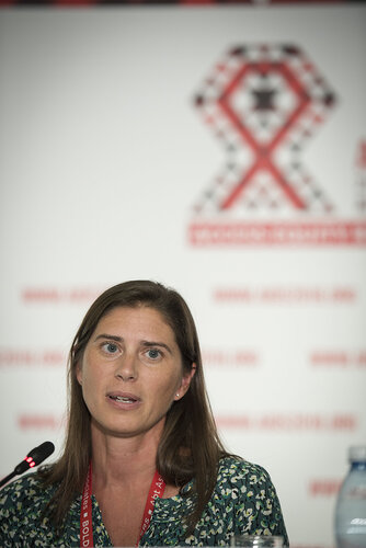 21st International AIDS Conference (AIDS 2016), Durban, South Africa.
Photo shows the official HIV Cure Research Press Conference. Ann Chahroudi, Assistant Professor of Pediatric Infectious Diseases, Emory University School of Medicine, speaking.
Photo©International AIDS Society/Steve Forrest/Workers' Photos