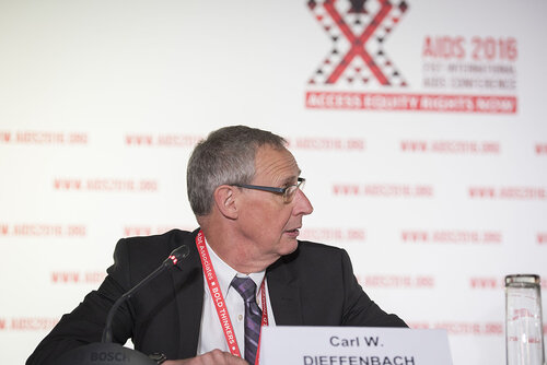 21st International AIDS Conference (AIDS 2016), Durban, South Africa.
Photo shows the 'Ongoing Search for a Vaccine' Official Press Conference.
Carl W. Dieffenbach, Director, Division of AIDS, National Institute of Allergy and Infectious Diseases Speaking.
Photo©International AIDS Society/Steve Forrest/Workers' Photos