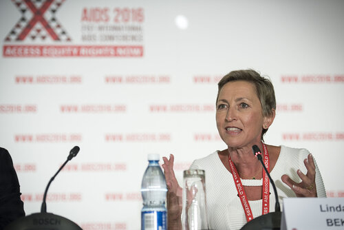 21st International AIDS Conference (AIDS 2016), Durban, South Africa.
Photo shows the 'Expanding the Impact of PrEP' Official Press Conference.
Linda-Gail Bekker, President-Elect, International AIDS Society, Deputy Director, Desmond Tutu HIV Centre at the Institute of Infectious Disease and Molecular Medicine, and COO, Desmond Tutu HIV Foundation speaking.
Photo©International AIDS Society/Steve Forrest/Workers' Photos