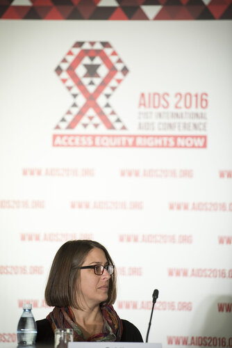 21st International AIDS Conference (AIDS 2016), Durban, South Africa.
Photo shows the 'Expanding the Impact of PrEP' Official Press Conference.
Sybil Hosek, Clinical Psychologist, Stroger Hospital of Cook County.
Photo©International AIDS Society/Steve Forrest/Workers' Photos