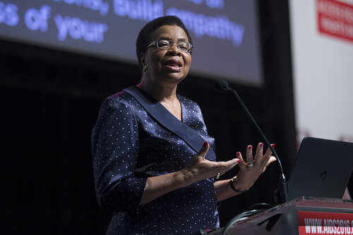 21st International AIDS Conference (AIDS 2016), Durban, South Africa.
Where are we now? (TUPL01). Graça Machel, Graça Machel Trust, Mozambique, introduces speaker, 19 July, 2016.
Photo©International AIDS Society/Rogan Ward