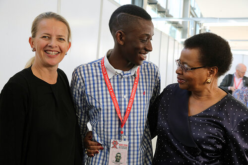 21st International AIDS Conference (AIDS 2016), Durban, South Africa.
Tuesday 19th July 2016, VENUE : Durban ICC (Green Room)
Tuesday Plenary

Princess Mabel of Orange-Nassau, Sello Andy Morobi and Graca Machel

Photo©International AIDS Society/Abhi Indrarajan