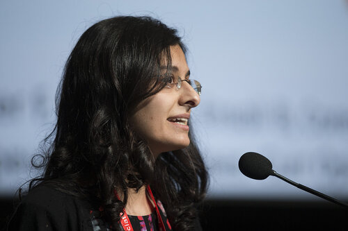 21st International AIDS Conference (AIDS 2016), Durban, South Africa.
Progress in HIV Vaccines and the Road to the Clinic (TUSY0304).
Fatima Laher, University of the Witwatersrand, South Africa speaks, 19 July, 2016.
Photo©International AIDS Society/Rogan Ward