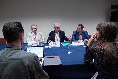 21st International AIDS Conference (AIDS 2016), Durban, South Africa. Photo shows: Eastern European and Central Asian Media Briefing with (L-R)Vadim Pokrovsky, Michel Kazatchkine, Andriy Klepikov. Photo©International AIDS Society/Marcus Rose
