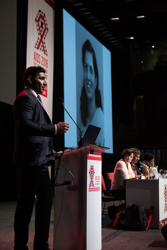 21st International AIDS Conference (AIDS 2016), Durban, South Africa. Photo shows: TUSY01. Doing the Right Things in the Right Ways. Sunil Suhas Solomon speaks in remembrance of his mother Suniti Solomon
Photo©International AIDS Society/Marcus Rose