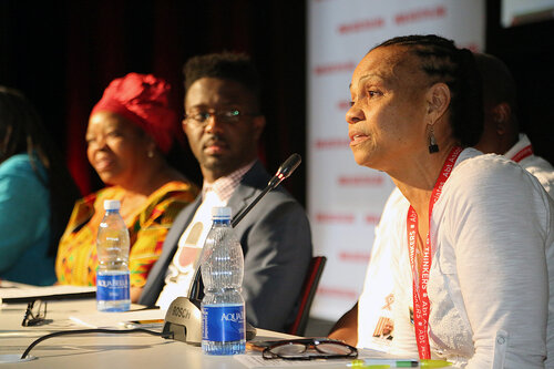 21st International AIDS Conference (AIDS 2016), Durban, South Africa.
THSA06 Moving from Silos to Solidarity
Thursday 21 July : Venue -Session Room 7
Society for Women and AIDS in Africa Founder : Eka Esu Williams, PHD
Photo©International AIDS Society/Abhi Indrarajan