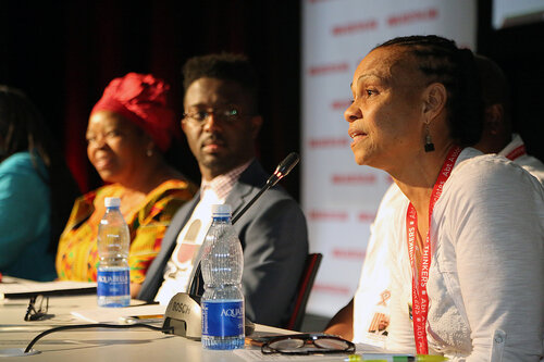 21st International AIDS Conference (AIDS 2016), Durban, South Africa.
THSA06 Moving from Silos to Solidarity
Thursday 21 July : Venue -Session Room 7
Society for Women and AIDS in Africa Founder : Eka Esu Williams, PHD
Photo©International AIDS Society/Abhi Indrarajan