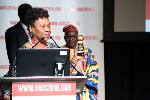 21st International AIDS Conference (AIDS 2016), Durban, South Africa.
THSA06 Moving from Silos to Solidarity
Thursday 21 July : Venue -Session Room 7
Barbara Lee Getting ready to recieve the award
Photo©International AIDS Society/Abhi Indrarajan