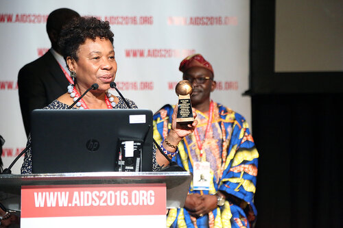 21st International AIDS Conference (AIDS 2016), Durban, South Africa.
THSA06 Moving from Silos to Solidarity
Thursday 21 July : Venue -Session Room 7
Barbara Lee Getting ready to recieve the award
Photo©International AIDS Society/Abhi Indrarajan