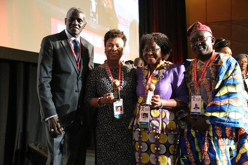 21st International AIDS Conference (AIDS 2016), Durban, South Africa.
THSA06 Moving from Silos to Solidarity
Thursday 21 July : Venue -Session Room 7
Amadou Diagne, Barbara Lee, Olive Shisana and Luc Armand Bodea
Photo©International AIDS Society/Abhi Indrarajan