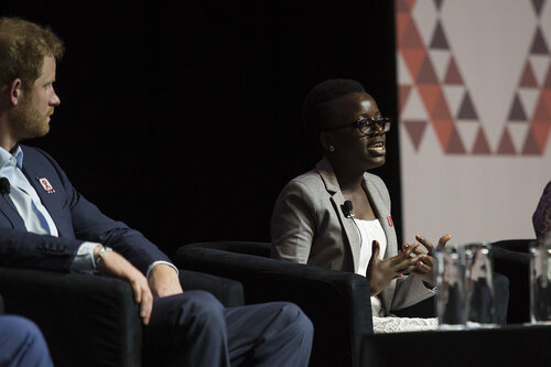 21st International AIDS Conference (AIDS 2016), Durban, South Africa.
Special Session (THSS01)
Ending AIDS with the Voices of the Youth: How Stigma and Discrimination Affect Key Populations
Loyce Maturu speaks with HRH Prince Harry listening, 21 July, 2016.
Photo©International AIDS Society/Rogan Ward