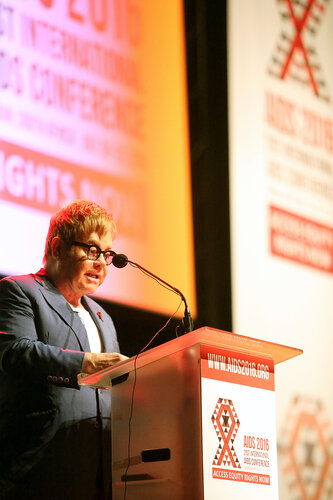21st International AIDS Conference (AIDS 2016), Durban, South Africa.
Thursday 21 July : Venue -Durban ICC Session Room 1
Ending AIDS with the Voices of Youth
Sir Elton John, Elton John AIDS Foundation, United Kingdom 
Photo©International AIDS Society/Abhi Indrarajan