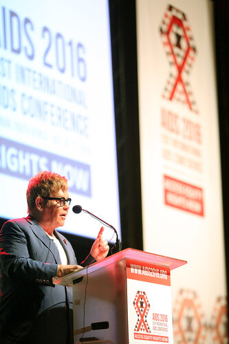 21st International AIDS Conference (AIDS 2016), Durban, South Africa.
Thursday 21 July : Venue -Durban ICC Session Room 1
Ending AIDS with the Voices of Youth
Sir Elton John, Elton John AIDS Foundation, United Kingdom 
Photo©International AIDS Society/Abhi Indrarajan
