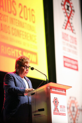21st International AIDS Conference (AIDS 2016), Durban, South Africa.
Thursday 21 July : Venue -Durban ICC Session Room 1
Ending AIDS with the Voices of Youth
Sir Elton John, Elton John AIDS Foundation, United Kingdom 
Photo©International AIDS Society/Abhi Indrarajan