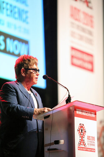21st International AIDS Conference (AIDS 2016), Durban, South Africa.
Thursday 21 July : Venue -Durban ICC Session Room 1
Ending AIDS with the Voices of Youth
Sir Elton John, Elton John AIDS Foundation, United Kingdom 
Photo©International AIDS Society/Abhi Indrarajan