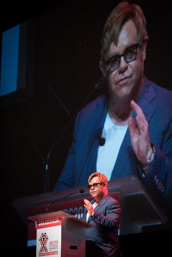 21st International AIDS Conference (AIDS 2016), Durban, South Africa. Photo shows: Ending AIDS with the Voices of Youth. Special Session. Speaker: Elton John. Photo©International AIDS Society/Marcus Rose