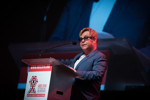 21st International AIDS Conference (AIDS 2016), Durban, South Africa. Photo shows: Ending AIDS with the Voices of Youth. Special Session. Speaker: Elton John. Photo©International AIDS Society/Marcus Rose
