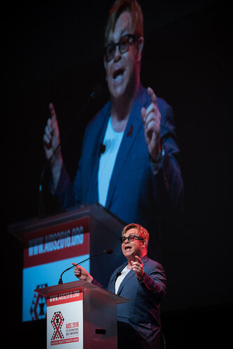 21st International AIDS Conference (AIDS 2016), Durban, South Africa. Photo shows: Ending AIDS with the Voices of Youth. Special Session. Speaker: Elton John. Photo©International AIDS Society/Marcus Rose