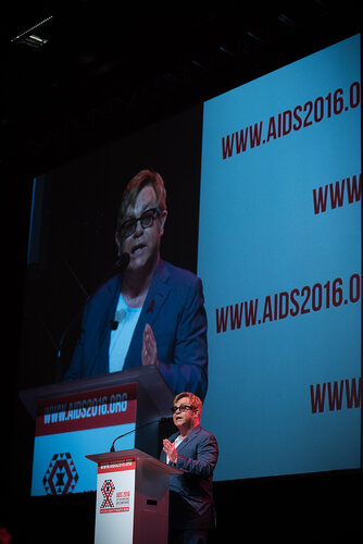 21st International AIDS Conference (AIDS 2016), Durban, South Africa. Photo shows: Ending AIDS with the Voices of Youth. Special Session. Speaker: Elton John. Photo©International AIDS Society/Marcus Rose