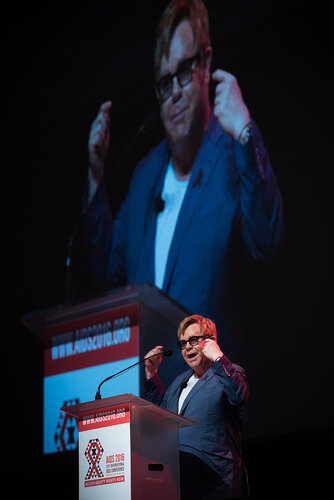 21st International AIDS Conference (AIDS 2016), Durban, South Africa. Photo shows: Ending AIDS with the Voices of Youth. Special Session. Speaker: Elton John. Photo©International AIDS Society/Marcus Rose