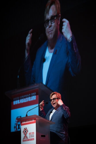 21st International AIDS Conference (AIDS 2016), Durban, South Africa. Photo shows: Ending AIDS with the Voices of Youth. Special Session. Speaker: Elton John. Photo©International AIDS Society/Marcus Rose