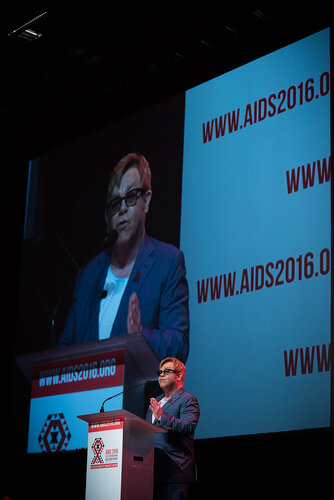 21st International AIDS Conference (AIDS 2016), Durban, South Africa. Photo shows: Ending AIDS with the Voices of Youth. Special Session. Speaker: Elton John. Photo©International AIDS Society/Marcus Rose