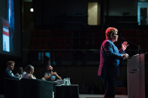 21st International AIDS Conference (AIDS 2016), Durban, South Africa. Photo shows: Ending AIDS with the Voices of Youth. Special Session. Speaker: Elton John. Photo©International AIDS Society/Marcus Rose