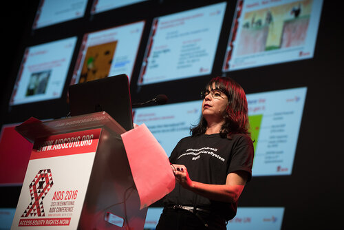 21st International AIDS Conference (AIDS 2016), Durban, South Africa. Photo shows: Plenary Session. What are the key barriers? HIV in Global Health and the Sustainable Development Goals. Alessandra Nilo. Photo©International AIDS Society/Marcus Rose