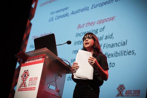 21st International AIDS Conference (AIDS 2016), Durban, South Africa. Photo shows: Plenary Session. What are the key barriers? HIV in Global Health and the Sustainable Development Goals. Alessandra Nilo. Photo©International AIDS Society/Marcus Rose