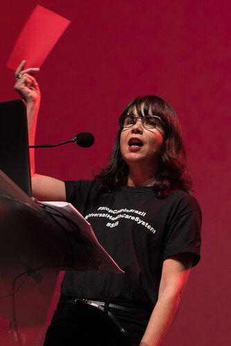21st International AIDS Conference (AIDS 2016), Durban, South Africa. Photo shows: Plenary Session. What are the key barriers? HIV in Global Health and the Sustainable Development Goals. Alessandra Nilo. Photo©International AIDS Society/Marcus Rose
