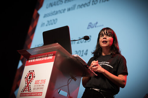 21st International AIDS Conference (AIDS 2016), Durban, South Africa. Photo shows: Plenary Session. What are the key barriers? HIV in Global Health and the Sustainable Development Goals. Alessandra Nilo. Photo©International AIDS Society/Marcus Rose