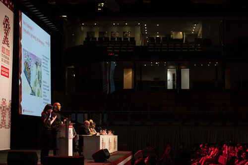 21st International AIDS Conference (AIDS 2016), Durban, South Africa. Photo shows: Plenary Session. What are the key barriers? HIV in Global Health and the Sustainable Development Goals. Alessandra Nilo. Photo©International AIDS Society/Marcus Rose