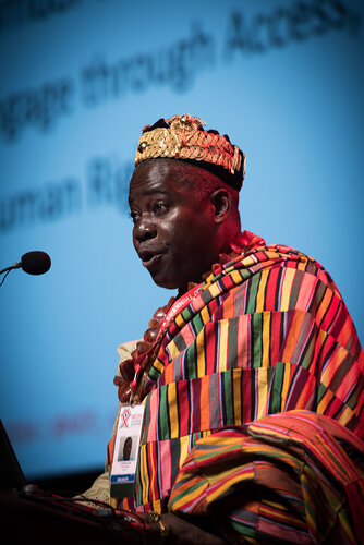 21st International AIDS Conference (AIDS 2016), Durban, South Africa. Photo shows: Plenary Session. What are the key barriers?Expanding Access for All at Risk and in Need,
Cyriaque Yapo Ako. Photo©International AIDS Society/Marcus Rose