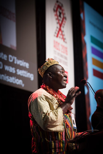 21st International AIDS Conference (AIDS 2016), Durban, South Africa. Photo shows: Plenary Session. What are the key barriers?Expanding Access for All at Risk and in Need,
Cyriaque Yapo Ako. Photo©International AIDS Society/Marcus Rose