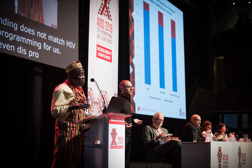 21st International AIDS Conference (AIDS 2016), Durban, South Africa. Photo shows: Plenary Session. What are the key barriers?Expanding Access for All at Risk and in Need,
Cyriaque Yapo Ako. Photo©International AIDS Society/Marcus Rose