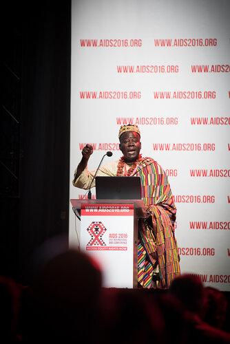 21st International AIDS Conference (AIDS 2016), Durban, South Africa. Photo shows: Plenary Session. What are the key barriers?Expanding Access for All at Risk and in Need,
Cyriaque Yapo Ako. Photo©International AIDS Society/Marcus Rose