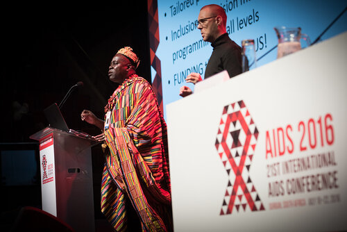 21st International AIDS Conference (AIDS 2016), Durban, South Africa. Photo shows: Plenary Session. What are the key barriers?Expanding Access for All at Risk and in Need,
Cyriaque Yapo Ako. Photo©International AIDS Society/Marcus Rose