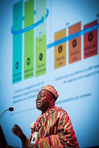 21st International AIDS Conference (AIDS 2016), Durban, South Africa. Photo shows: Plenary Session. What are the key barriers?Expanding Access for All at Risk and in Need,
Cyriaque Yapo Ako. Photo©International AIDS Society/Marcus Rose