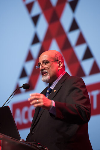 21st International AIDS Conference (AIDS 2016), Durban, South Africa. Photo shows: Plenary Session. What are the key barriers? Co-Chair: Salim Abdool Karim. Photo©International AIDS Society/Marcus Rose