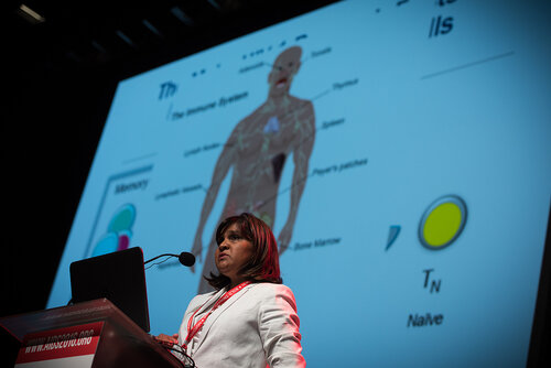 21st International AIDS Conference (AIDS 2016), Durban, South Africa. Photo shows: Plenary Session. What are the key barriers?Addressing the Reservoir: Barriers to a Cure,
Deborah Persaud. Photo©International AIDS Society/Marcus Rose