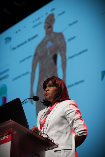 21st International AIDS Conference (AIDS 2016), Durban, South Africa. Photo shows: Plenary Session. What are the key barriers?Addressing the Reservoir: Barriers to a Cure,
Deborah Persaud. Photo©International AIDS Society/Marcus Rose