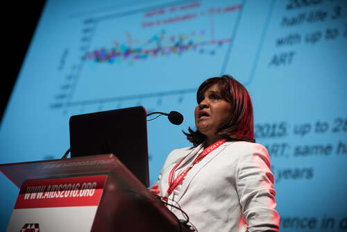 21st International AIDS Conference (AIDS 2016), Durban, South Africa. Photo shows: Plenary Session. What are the key barriers?Addressing the Reservoir: Barriers to a Cure,
Deborah Persaud. Photo©International AIDS Society/Marcus Rose