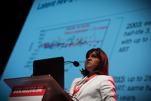 21st International AIDS Conference (AIDS 2016), Durban, South Africa. Photo shows: Plenary Session. What are the key barriers?Addressing the Reservoir: Barriers to a Cure,
Deborah Persaud. Photo©International AIDS Society/Marcus Rose