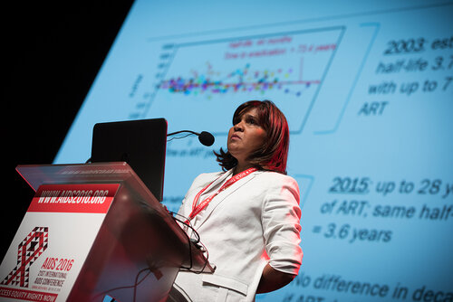 21st International AIDS Conference (AIDS 2016), Durban, South Africa. Photo shows: Plenary Session. What are the key barriers?Addressing the Reservoir: Barriers to a Cure,
Deborah Persaud. Photo©International AIDS Society/Marcus Rose